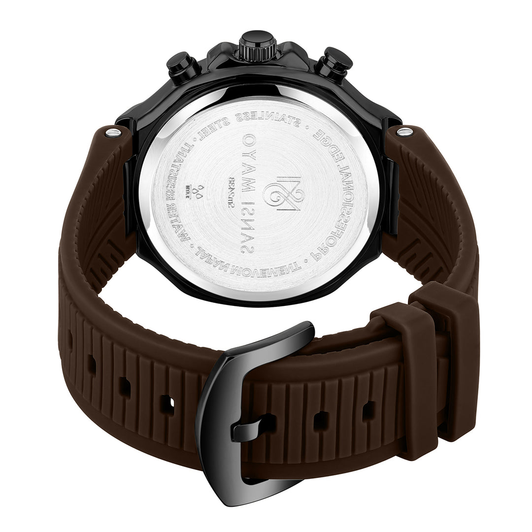 Sansi Mayo Romano Brown Dial Men’s Watch — Black Case & Silicone Strap