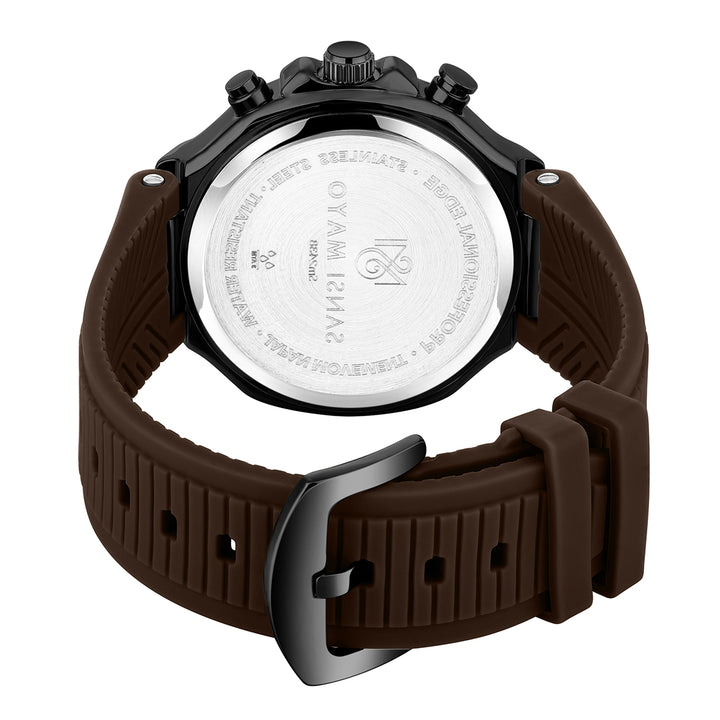 Sansi Mayo Romano Brown Dial Men’s Watch — Black Case & Silicone Strap