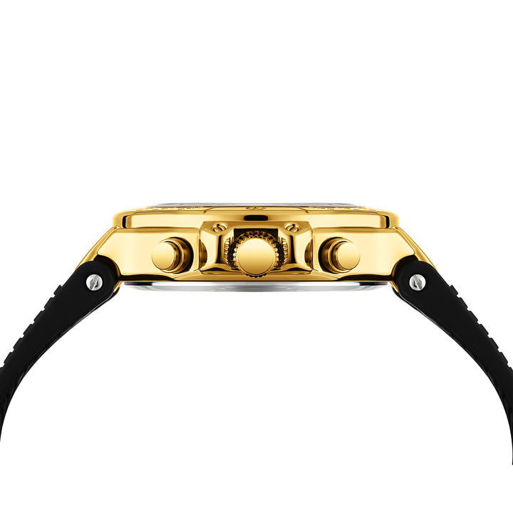 Sansi Mayo Romano White Dial Watch — Black Strap, Gold Case for Men