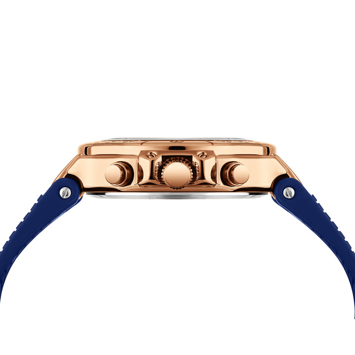 Sansi Mayo Romano Blue Dial Watch — Rose Gold Case, Blue Silicone Strap for Men