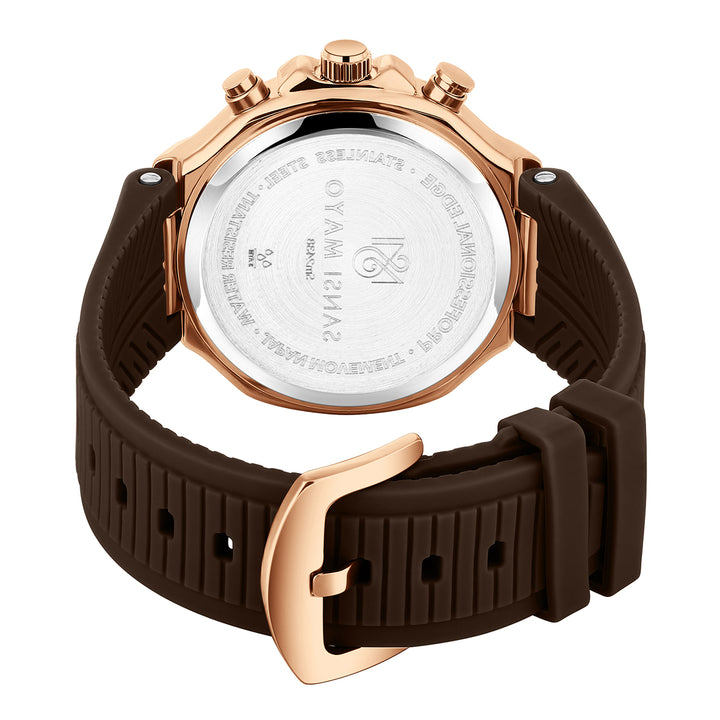 Sansi Mayo Romano Brown Dial Watch — Rose Gold Case & Brown Strap for Men