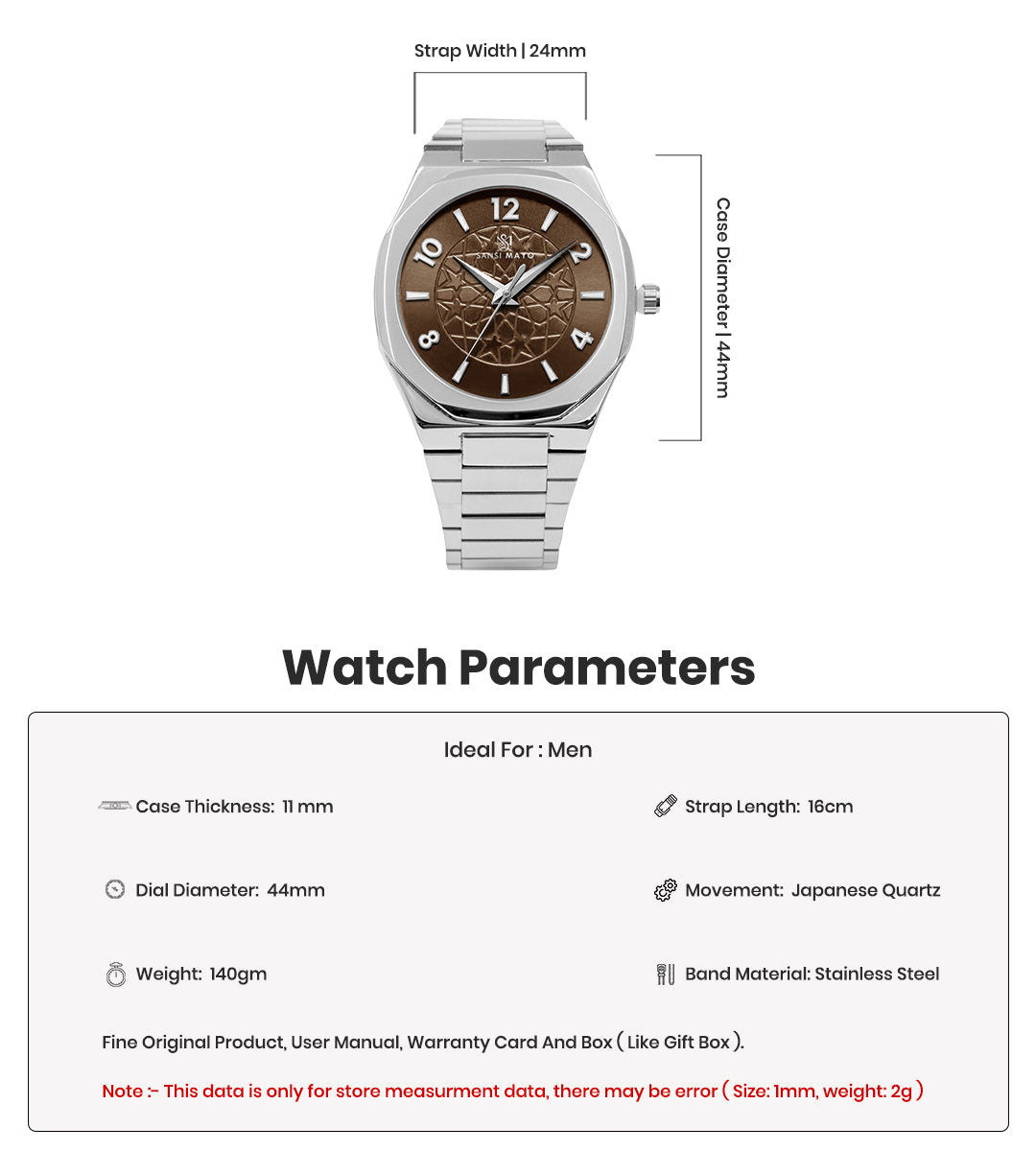 Marco Silver Brown Wrist Watch