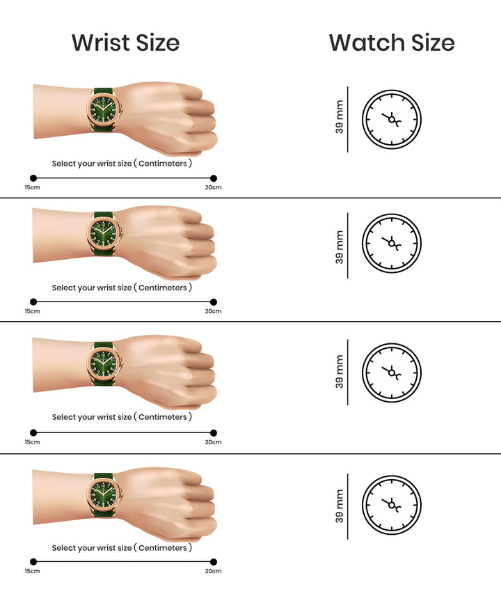 Beta Round Green Rose Gold Wrist Watch