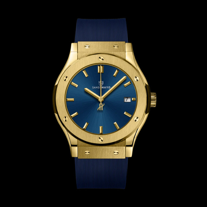 Sansi Mayo Round Gold & Blue Wrist Watch
