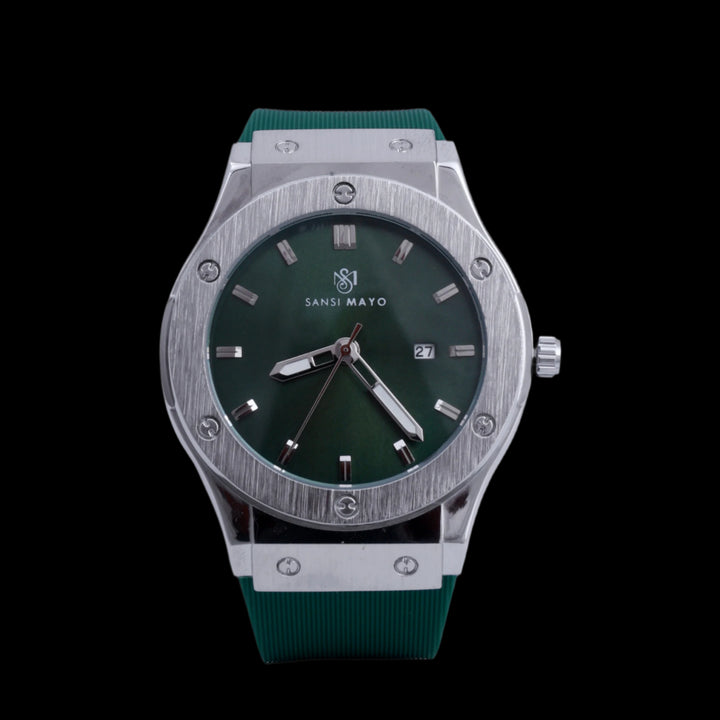 Sansi Mayo Round Sliver & Black Wrist Watch