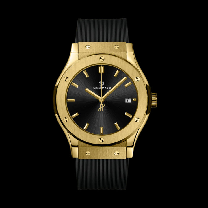 Sansi Mayo Round Gold & Black Wrist Watch