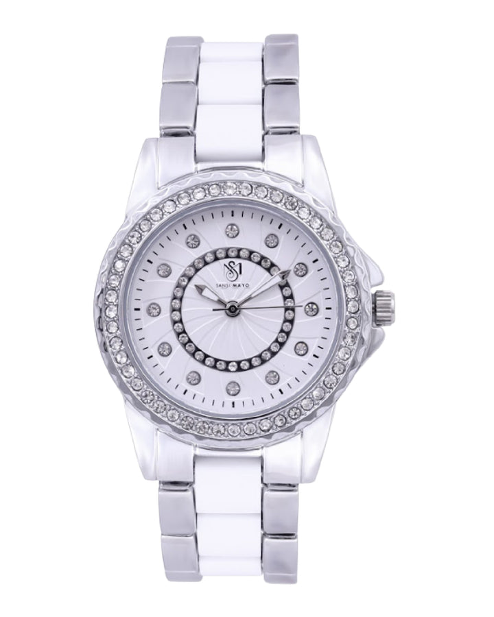 Round Two Tone Silver Elegance Wrist Watch