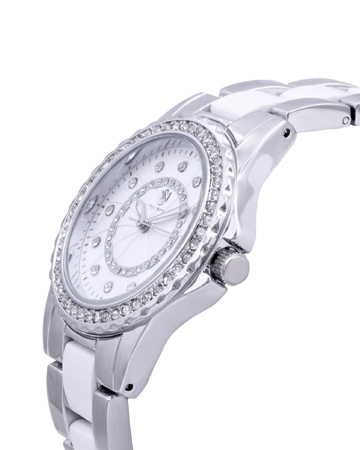 Round Two Tone Silver Elegance Wrist Watch