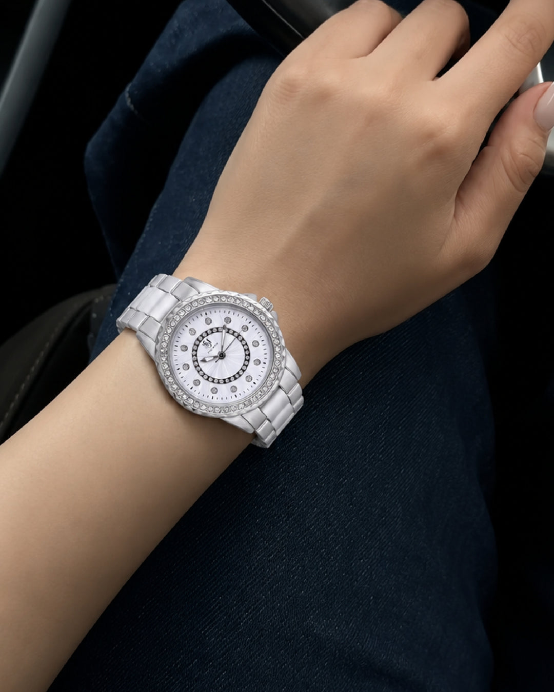 Round Two Tone Silver Elegance Wrist Watch