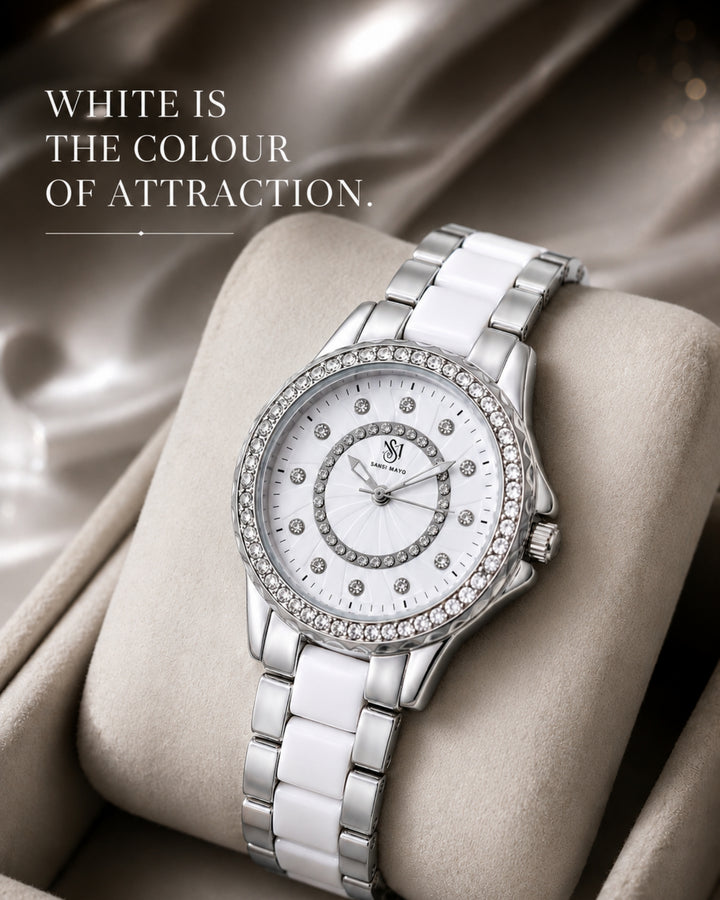Round Two Tone Silver Elegance Wrist Watch