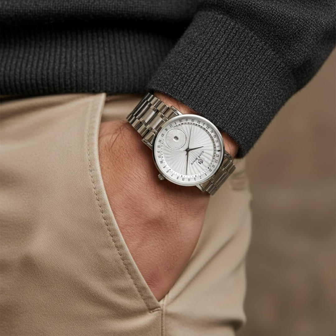 Classic Stainless Steel Watch — White Edition