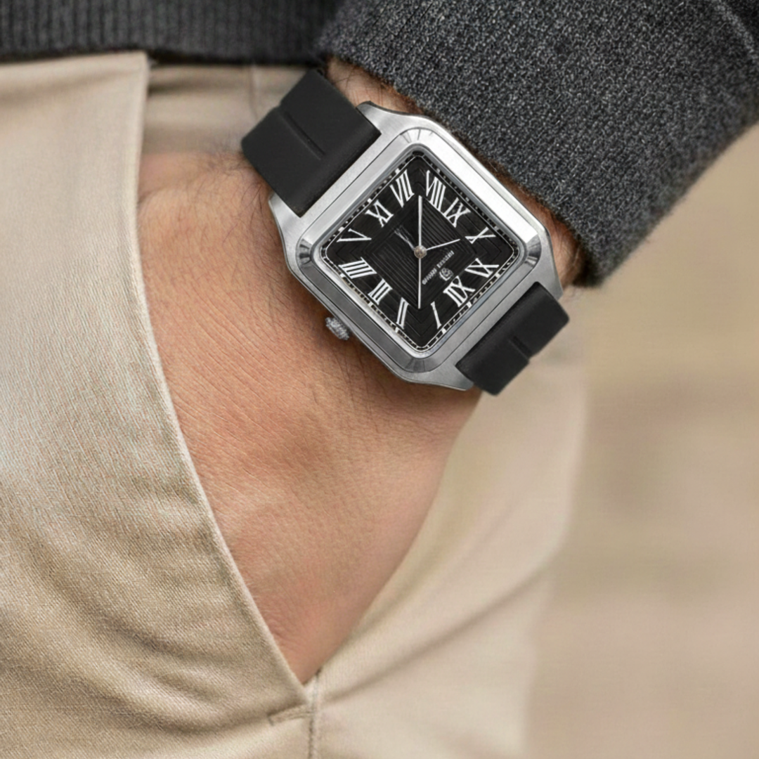 Charcoal Black Square Magnetic Analog