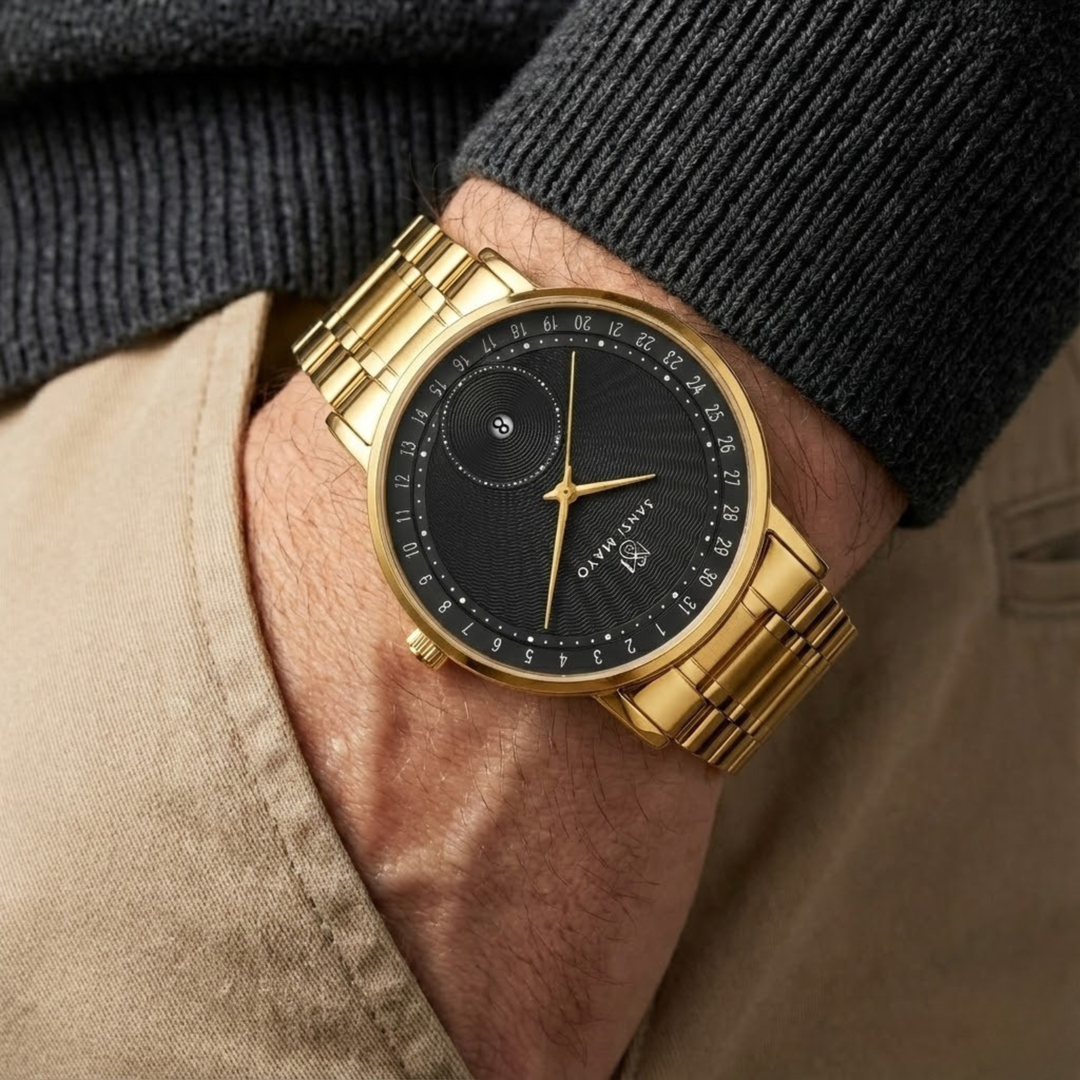Gold Black Date Dial Quartz