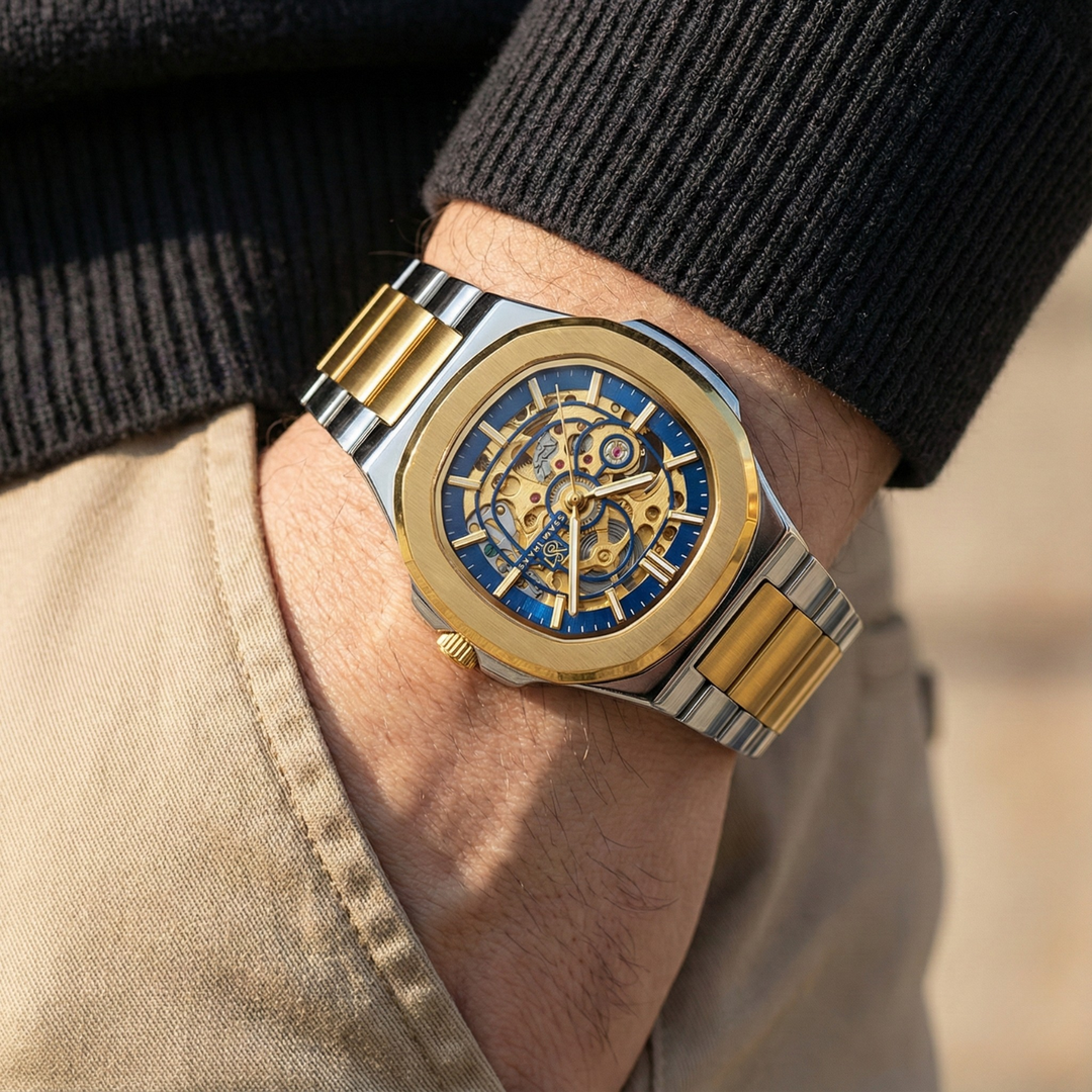 Two-Tone Silver & Gold Automatic — Blue Gold Dial