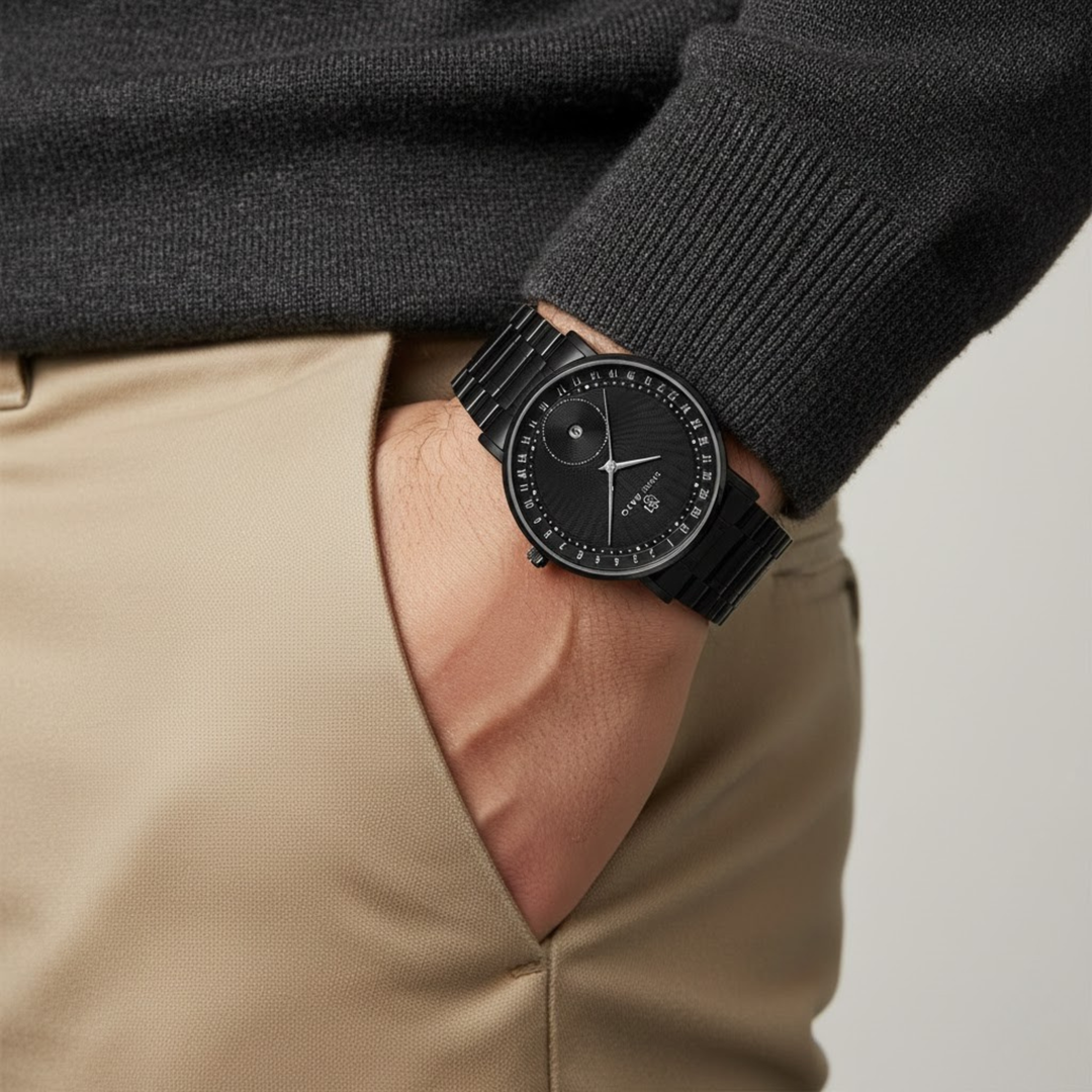 Bold Black Quartz with Date Dial