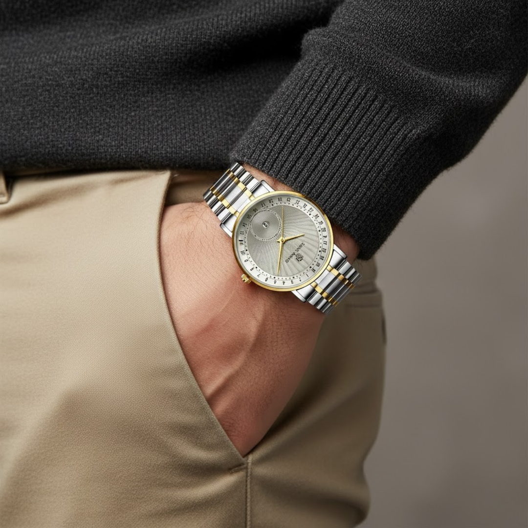 Classic Two-Tone Stainless Steel Watch — Grey Dial Edition