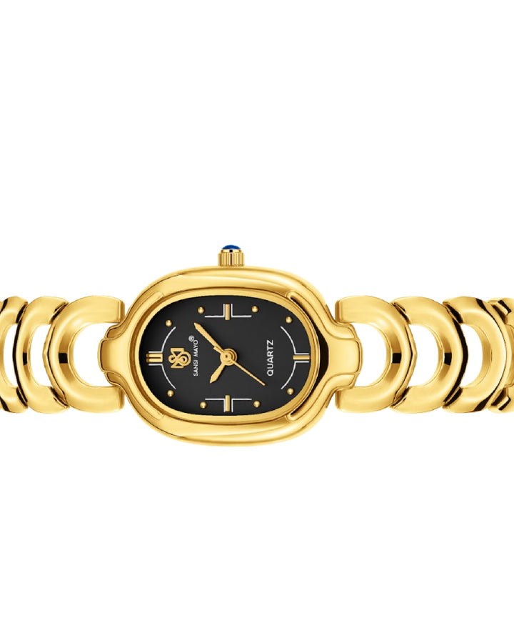 Sansi Mayo VETRA Black Dial Gold Stainless Steel Women's  Watch