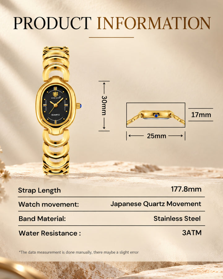 Sansi Mayo VETRA Black Dial Gold Stainless Steel Women's  Watch
