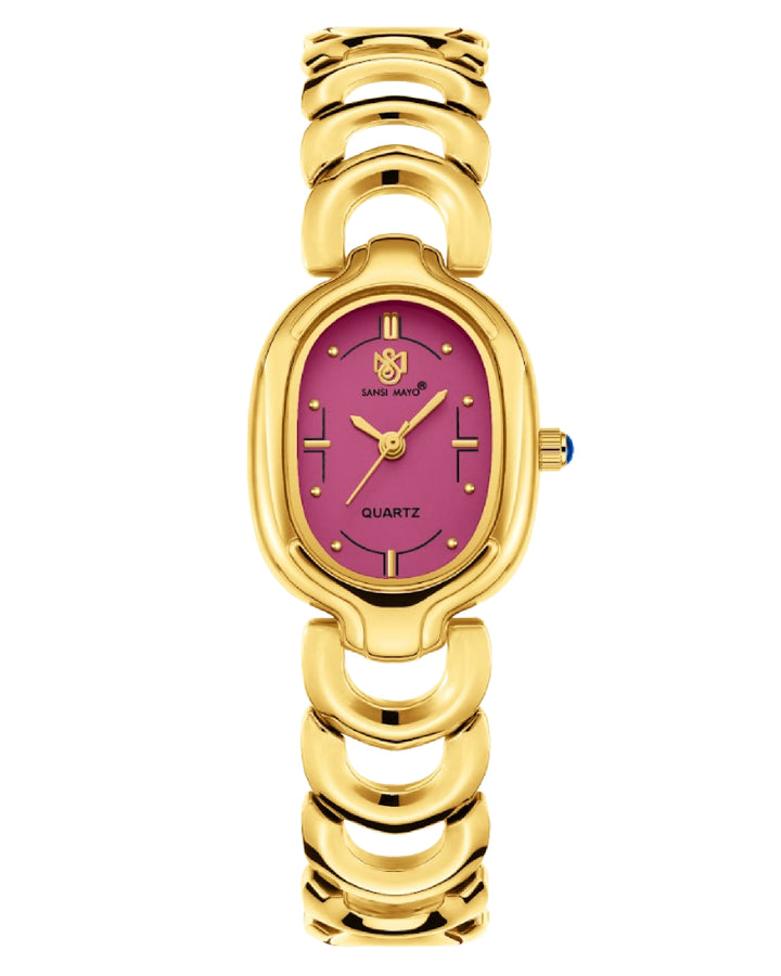 Sansi Mayo VETRA Dark Pink Dial Gold Stainless Steel Women's  Watch