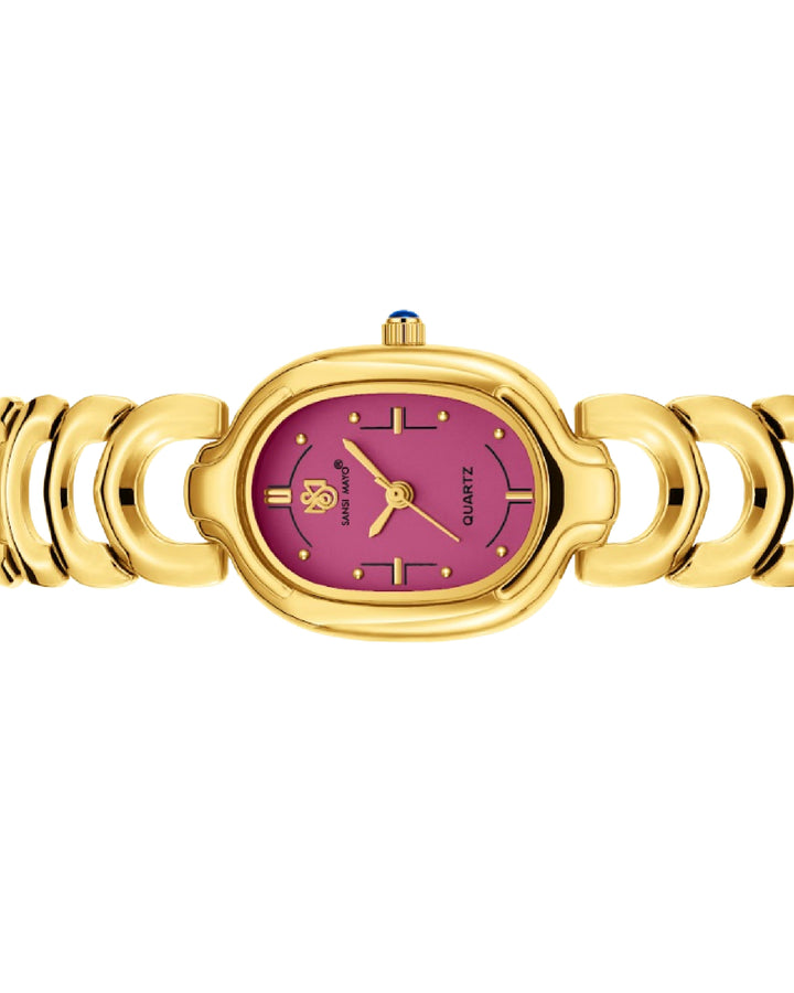 Sansi Mayo VETRA Dark Pink Dial Gold Stainless Steel Women's  Watch