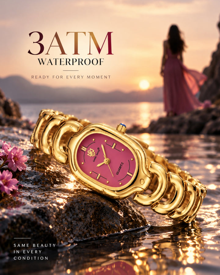 Sansi Mayo VETRA Dark Pink Dial Gold Stainless Steel Women's  Watch