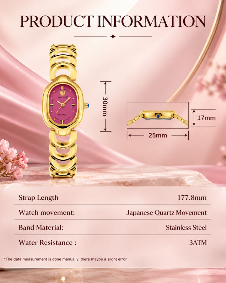 Sansi Mayo VETRA Dark Pink Dial Gold Stainless Steel Women's  Watch