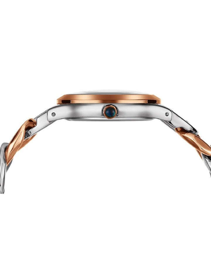 Zeenat Two Tone Silver Rose Gold Rose Gold Dial Quartz Watch