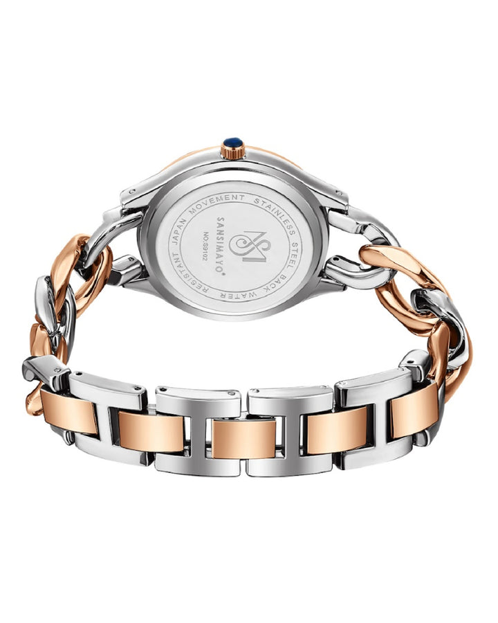 Zeenat Two Tone Silver Rose Gold Rose Gold Dial Quartz Watch