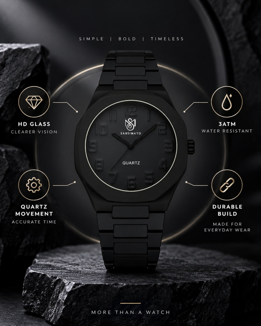 Carnival Dulex Jet Black Quartz Watch
