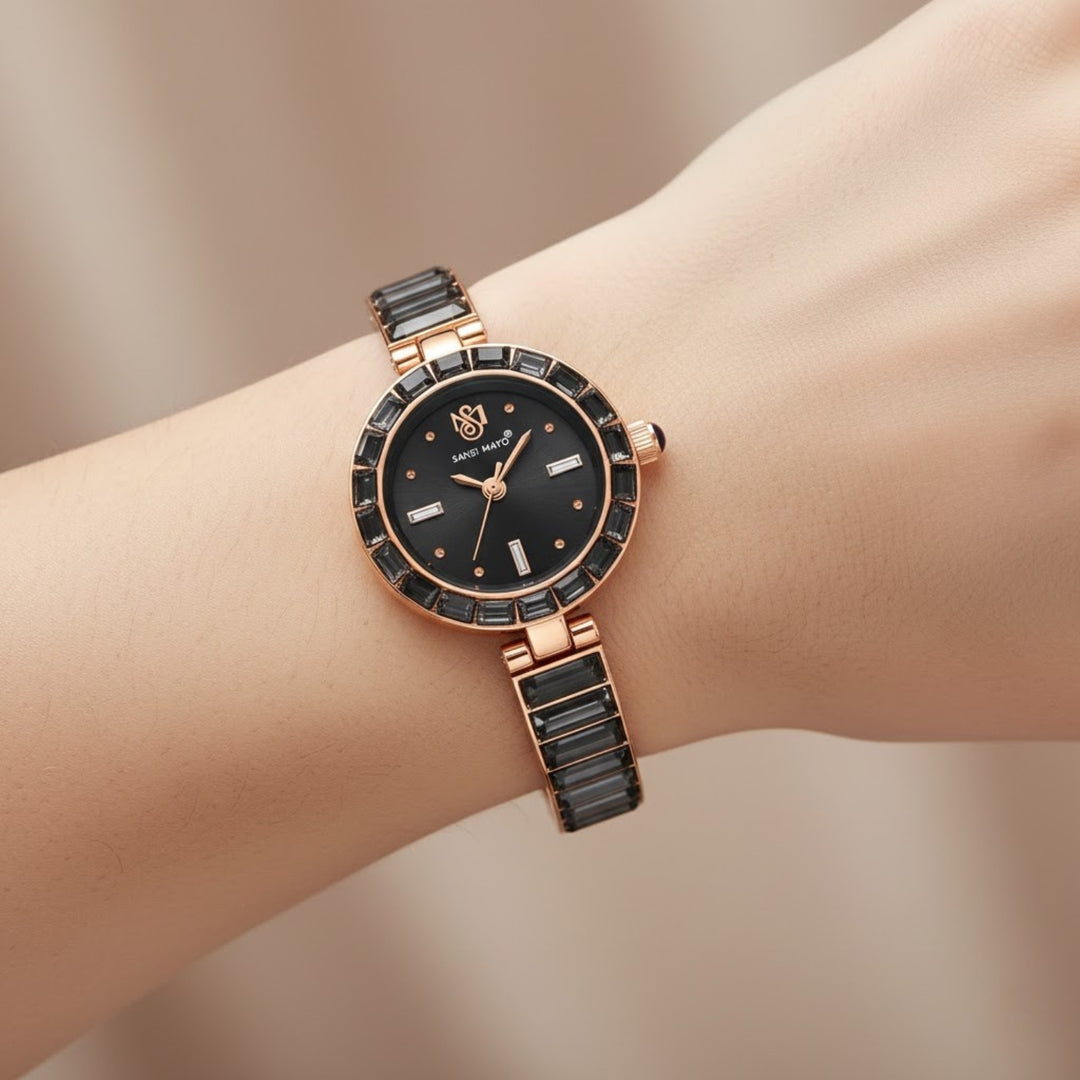 Egyptian Stone Rose Gold Black Women’s Watch