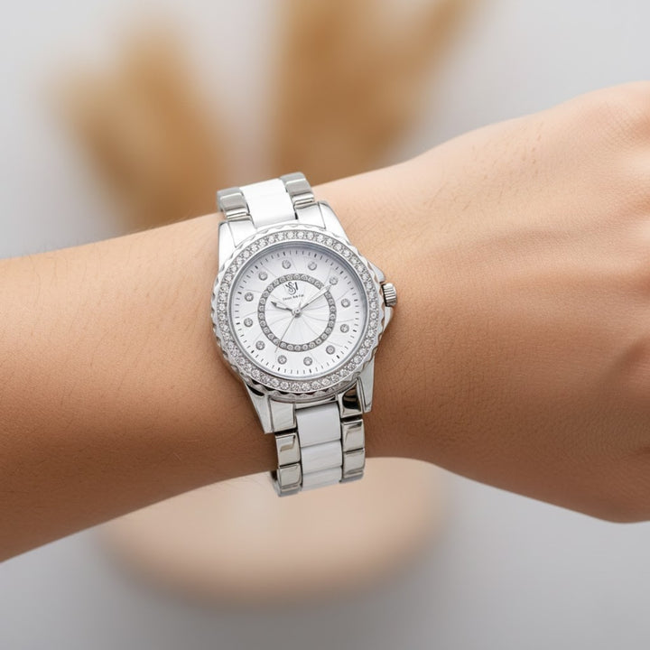 Round Two Tone Silver Elegance Wrist Watch