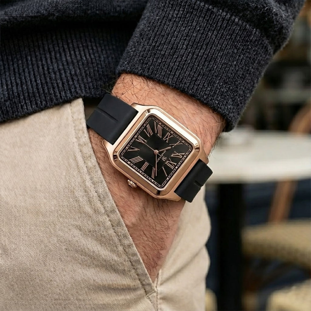 Charcoal Black Square Analog