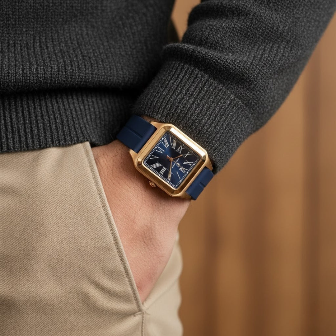 Azure Blue Square Analog