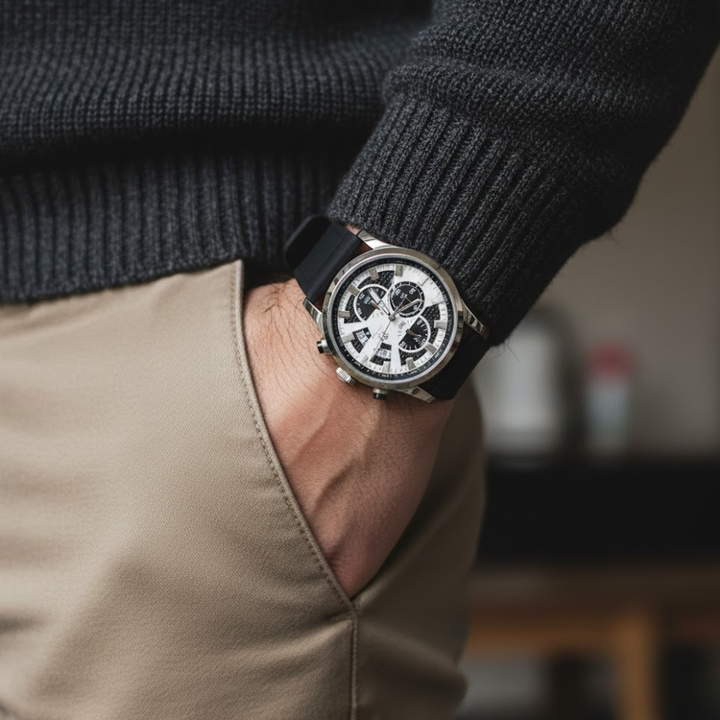 Round Two Tone Wrist Watch Silver