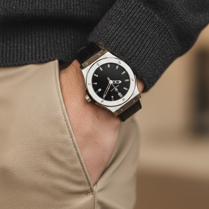 Midnight Black Leather Analog