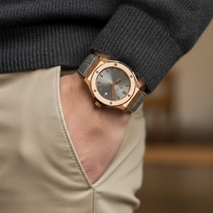 Slate Grey Leather Analog