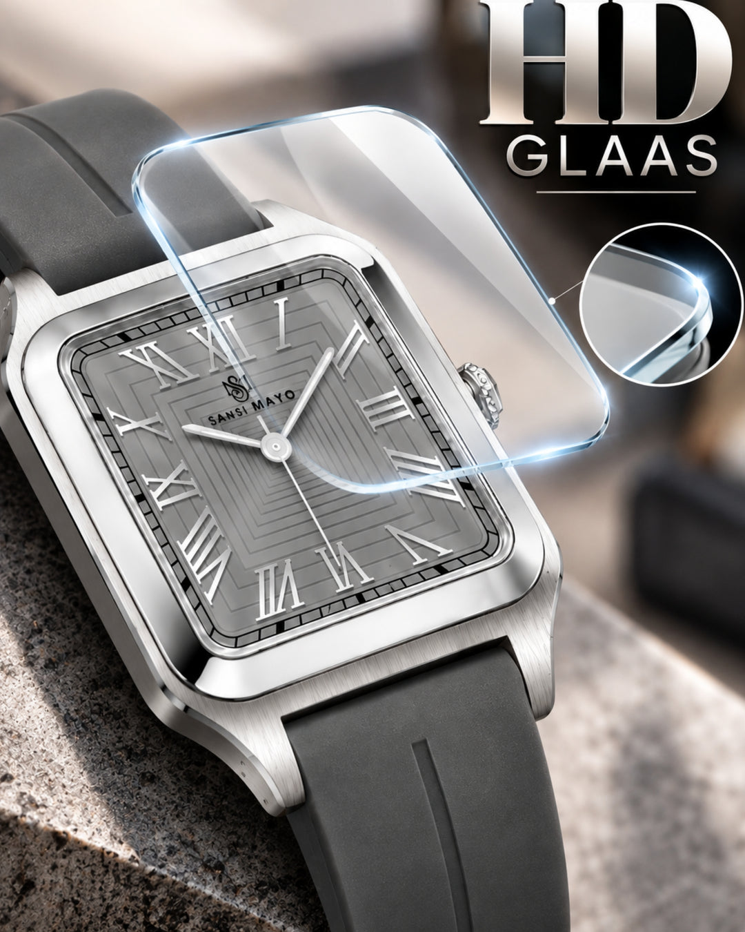 Slate Grey Square Magnetic Analog