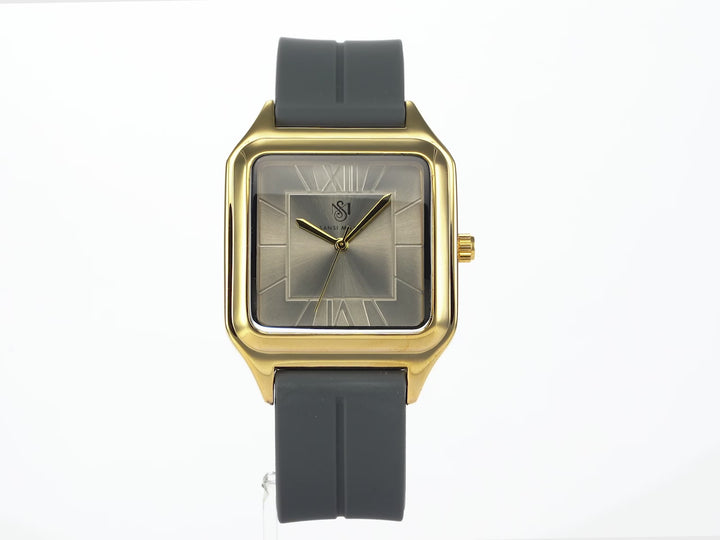 SANSI MAYO Men's Grey Silicone | Grey Dial | Analog | 10mm | Stainless Steel | Square Case | Quartz