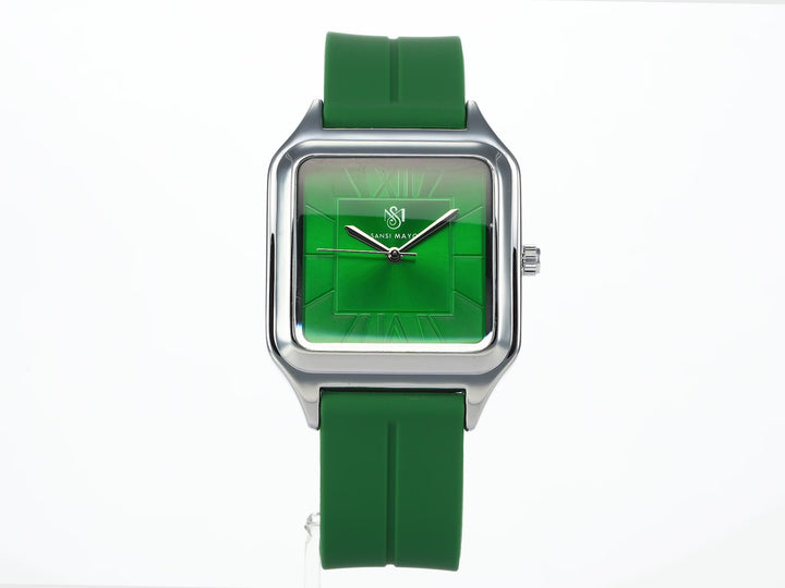 SANSI MAYO Men's Green Silicone | Green Dial | Analog | 10mm | Stainless Steel | Square Case | Quartz