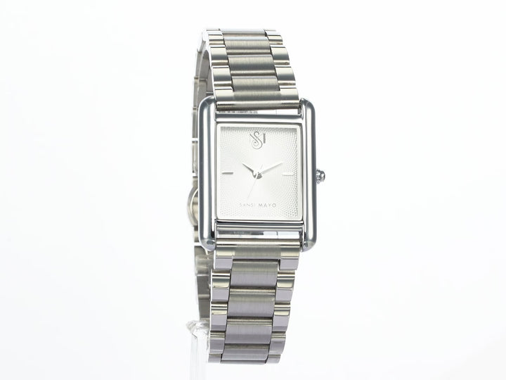 SANSI MAYO Women's Silver Stainless Steel Watch - Grey Dial | 10mm | Quartz