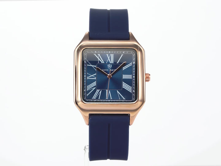 SANSI MAYO Men's Blue Silicone Square Watch - Blue Dial - Unique Edition With Magnetic Lock