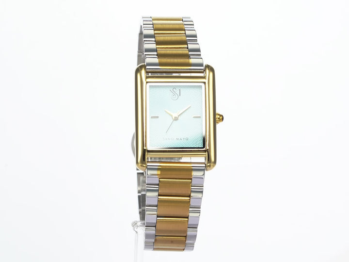 SANSI MAYO Women's Gold Stainless Steel Watch | Turquoise Dial | 10mm | Quartz | Dual Tone