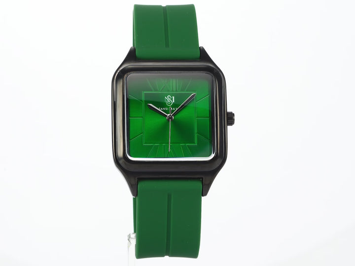 SANSI MAYO Men's Green Silicone | Green Dial | Analog | 10mm | Stainless Steel | Square Case | Quartz Watch