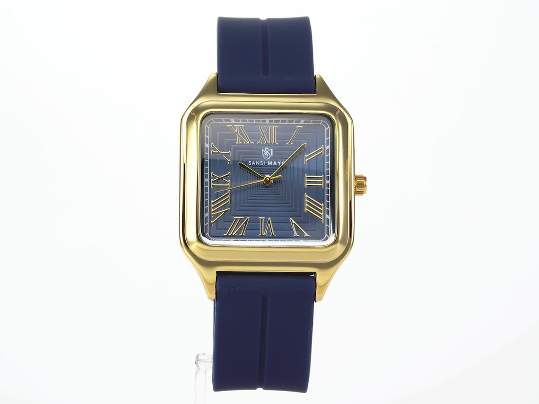 SANSI MAYO Men's Blue Silicone Watch - Blue Dial - Square Case With Magnetic Lock