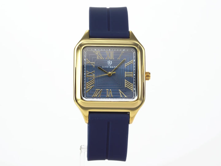 SANSI MAYO Men's Blue Silicone Watch - Blue Dial - Square Case With Magnetic Lock