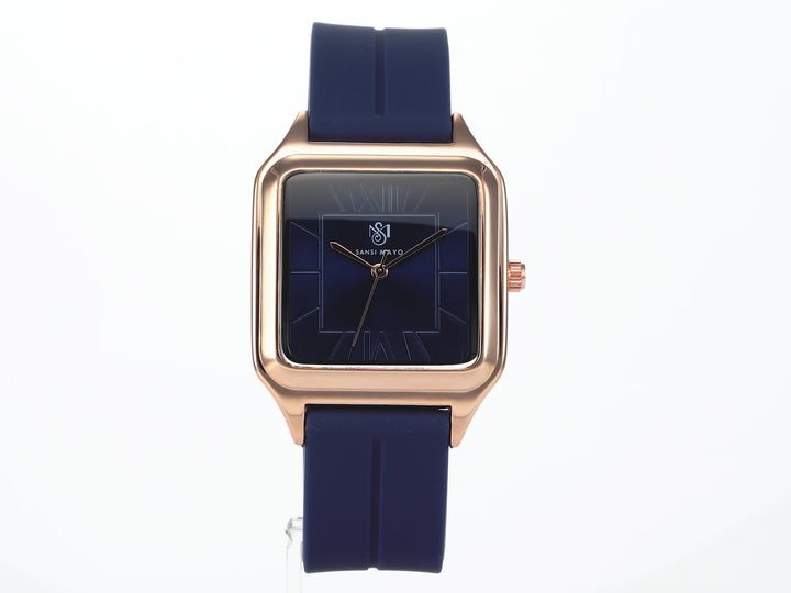 SANSI MAYO Men's Blue Silicone | Blue Dial | Analog | 10mm | Stainless Steel | Square Case | Quartz Watch