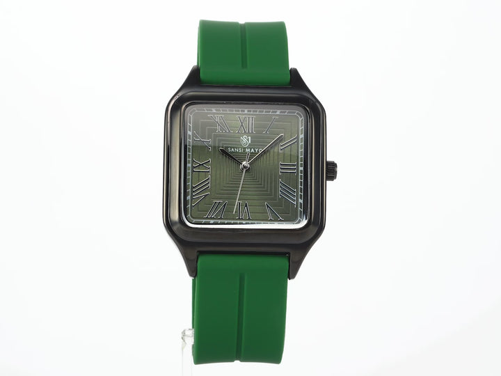 SANSI MAYO Men's Green Silicone Watch - Green Dial - Square Case With Magnetic Lock