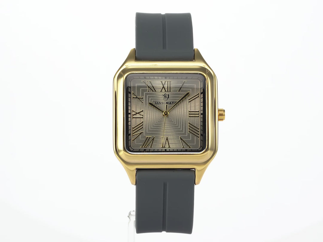 SANSI MAYO Men's Grey Silicone Watch - Grey Dial - Square Case With Magnetic Lock
