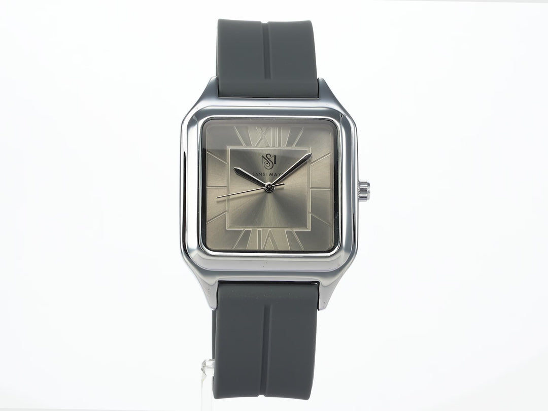 SANSI MAYO Men's Grey Silicone | Grey Dial Analog | 10mm | Stainless Steel | Square Case | Quartz