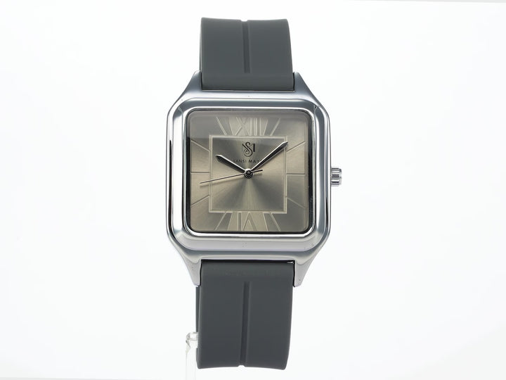 SANSI MAYO Men's Grey Silicone | Grey Dial Analog | 10mm | Stainless Steel | Square Case | Quartz